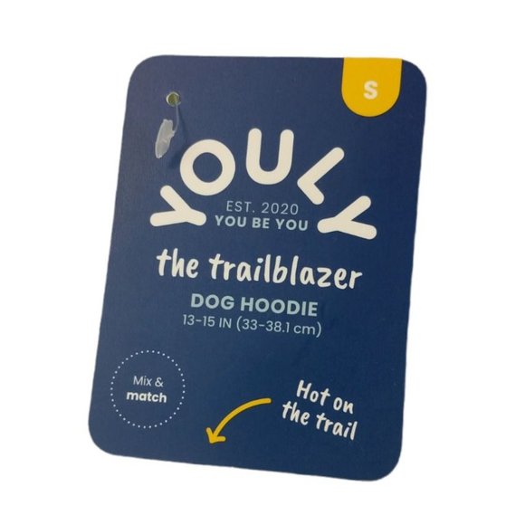 YOULY Trailblazer Dog Small Teal Space Dye Hoodie with Pocket New - Picture 3 of 4